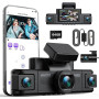 LAMTTO 4 Canaux Dashcam Voiture 360°, Caméra Voiture 2K Avant 1080P Arrière Côtés Intérieur, Wi-FI 5GHz, Capteur G Surveillance