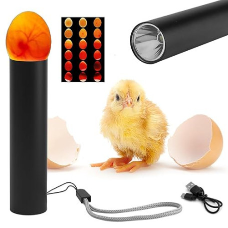 TNSLAND Lampe Mire œuf LED pour Oeufs de Poule et Oeufs Foncés – Testeur D’œufs À 3 Modes avec Batterie et Câble USB – Outil D’i