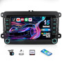 CAMECHO 2+64G Android 15 Carplay Autoradio pour VW Golf 5 6 Skoda Passat Polo Tiguan Seat Skoda, sans Fil Carplay & Android Auto