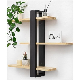 SUMGAR Grande Étagère Murale Longue en Bois Étagère Flottante Ajustable 3 Niveaux 50 x 58 cm Organisateur Suspendu et Décoration