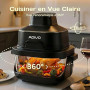 ADIVO Friteuse à Air fryer Verre 4L/1.5L,1500W Bol en Verre Visuel,Double Capacité,4 Modes de Cuisson,Sans Huile & Sans Revêteme