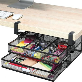 Tiroir de Bureau, Organiseur de Tiroir Sous Table Caisson de Rangement Sous Bureau Tiroir Caché pour Fournitures Scolaires à Dom