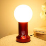 Lampe de Chevet Tactile, Lampe de Chevet Chambre, Lampe Chambre de Style Mid-Century Modern avec Globe et Base Métallique Rouge,