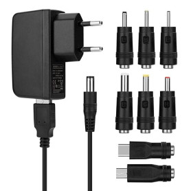 Aukru 8 en 1 Chargeur USB 5V2A Universel Adaptateur Secteur avec 8 Embouts Connecteur à d'écoupage pour différents appareils -No