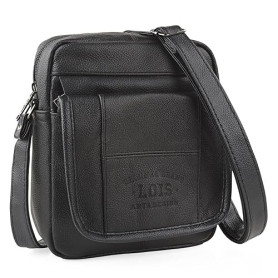 Lois - Sacoche Homme Bandouliere. Pochette Homme en cuir véritable élégante et compacte pour usage quotidien affaires loisirs st