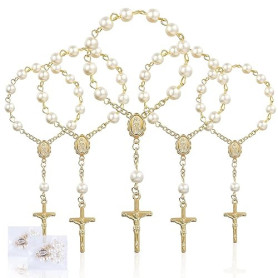 SWAWIS 30 Pièces Chapelet de Baptême Cadeau d'invité Baptême Mini Doigt Chapelets Perles Artificielles Cadeaux d'invité Baptême