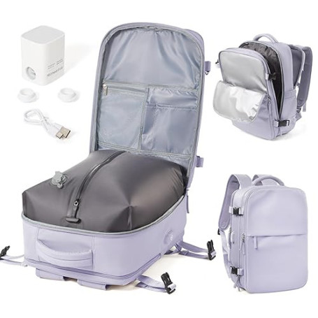 WEPOET Sac a Dos Compression Sous Vide Homme Femme Sac Airbag Travel Sous Vide Imperméable Sac à Dos Voyage Cabine Avion 40x30x2