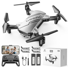 DEERC Mini Drone avec caméra quadricoptère 1080P pour enfants ou adultes avec 2 batteries, pliable, commutation automatique de l