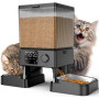 oneisall 5L Distributeur Croquettes Chat Automatique 2 Bols Mangeoire Automatique pour Chat à Un Bouton Fonctionnement Facile Ma