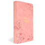 KJV Sainte Bible, impression géante avec références croisées, toucher cuir rose doux avec motif floral, index du pouce, marqueur