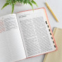 KJV Sainte Bible, impression géante avec références croisées, toucher cuir rose doux avec motif floral, index du pouce, marqueur