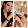 FOSLXIN Bracelet Fleurs Femme Dorées, Bracelets à Manchette Bracelet Ouvert en Or, Acier Inoxydable Parure Bijoux Ensemble Fleur