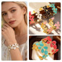 FOSLXIN Bracelet Fleurs Femme Dorées, Bracelets à Manchette Bracelet Ouvert en Or, Acier Inoxydable Parure Bijoux Ensemble Fleur