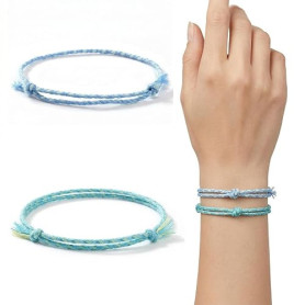 Lot de 2 Bracelets Brésiliens Homme et Femme - Bracelet Corde Tressé en Coton Fait Main - Bracelet Surfeur Réglable Style Bohème