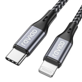 RAVIAD Câble USB C vers Lightning 1M [MFi Certifié] Câble USB C Lightning Charge Rapide Power Delivery Compatible avec iPhone 14