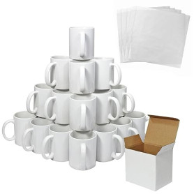 36 Tasses à Sublimation Blanches 325ml Recouvert En Polymère Vierges Grade AAA Céramique Personnalisé Presse à Chaud Boîte en Ca