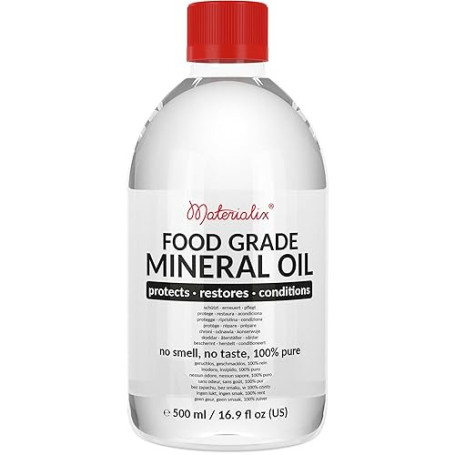 Huile minérale de qualité alimentaire Materialix - convient pour le bois, le bambou, la pierre, l'ardoise, les cosmétiques, les