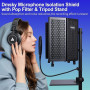 Dmsky Bouclier d'isolation de microphone avec filtre anti-pop et trépied, pliable, avec triple isolation sonore, haute densité,
