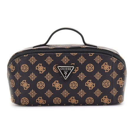 GUESS Trousse de Toilette Wilder Cosmetic Travel Bag Brown Marron foncé