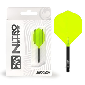 RED DRAGON Darts – Nitro Flite Système intégré de vol et d'arbre – No.2 Forme et design - Disponible en Court, intermédiaire et 