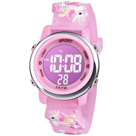 Vicloon Montre Enfant, Montre Enfant Étanche Numérique Sport, Montre Conception de Dessin Animé 3D Digitale, Montre Enfant LED R