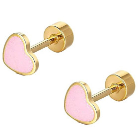 LQIOACU 1 Paire Boucles D'oreilles Tige Forme Cœur Titane Pour Filles Femmes Petites Boucles D'oreilles Mignonnes Hypoallergéniq