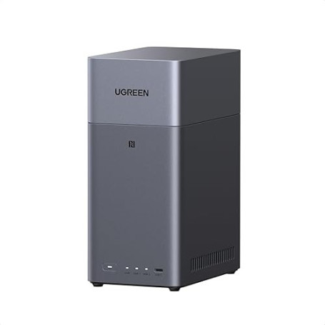UGREEN NASync DH2300 NAS Bureau 2 Baies, 4Go RAM, Connexion NFC One-Touch, LAN 1GbE, Album Photo IA, Système NAS Facile pour Déb