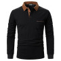 AIOIDI Polos Hommes Adultes Manches Longues Hauts en Coton T-Shirts de Golf avec Poche Réelle | Adultes, Manches Longues, avec P