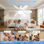Ventilateur de plafond avec éclairage et télécommande, 3 vitesses, 50CM éclairage LED avec protection d'urgence minuterie à inte