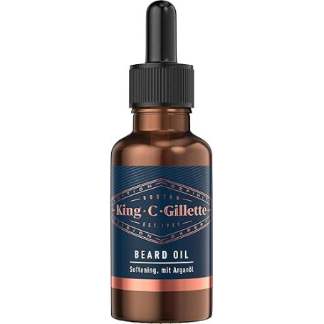 King C. Gillette Huile de barbe pour homme avec huile d'argan, huile de jojoba, huile d'avocat, huile d'amande et huile de grain