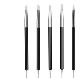 DOPENSPI Lot de 5 outils de sculpture en argile polymère - Pointe en caoutchouc souple - Pour bricolage, artisanat, modélisation