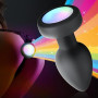 Vibrateur Anal Plug En Silicone Avec Base Lumineuse, Télécommande Sans Fil Rechargeable Butt Plug Anal Massager G-Spot Anus Stim