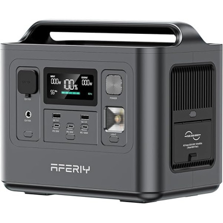 AFERIY Generateur Electrique Portable 800W, Station Electrique Portable 512Wh Charge Rapide en 1H, Générateur Solaire LFP, UPS,