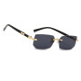 MEGAVOW Rectangle Lunettes de Soleil sans Cadre Carrées, Coupe Diamant Lentille, Style Rétro Vintage pour Plage, Voyage, Fête, L