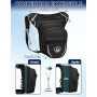 Leathario Sacoche de Jambe Moto, Sac de Jambe Capacité Extensible, 1 Clip à Gourde Sac Banane Homme avec Bande Réfléchissante