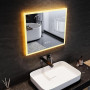 SONNI Miroir de salle de bain avec éclairage LED, 60 x 50 cm, miroir mural Bluetooth anti-buée, 3 couleurs de lumière réglables