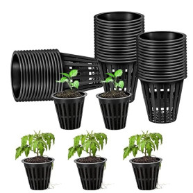 Vulevirtue 50 pcs Paniers Hydroponiques Plastique Pot,Réutilisable Panier Hydroponie,pour Hydroponique Fournitures Jardinage (No