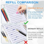 Lot de 30 recharges de rechange effaçables, compatibles avec Legami, pointe 0,7 mm, hauteur 13 cm, bleu, noir, rouge, vert, viol