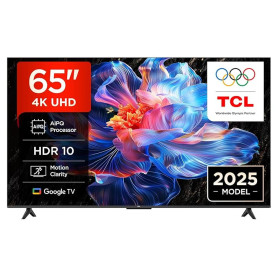 TCL 65V6C 65 Pouces Direct LED Smart TV 4K HDR Powered by Google (Dolby Audio, Motion Clarity, Compatible avec Google Assistant