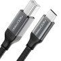 deleyCON 0,5m USB C Câble Imprimante (pour Imprimante, Scanner, MIDI) Court 50cm USB-C vers USB-B Liaison Tressée + Connecteur M