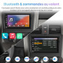 Junsun Autoradio 2 DIN Universel avec Écran Tactile, CarPlay & Android Auto sans Fil, Bluetooth, GPS, FM, USB, Type-C, Commandes