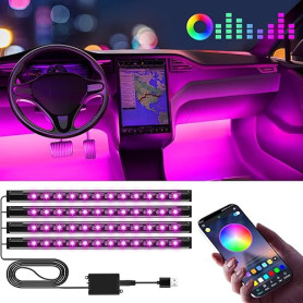 Winzwon Accessoire Voiture Interieur Femme Homme, LED Voiture Interieur, Accessoire Voiture Lampe, 16 Millions de Couleurs Car A