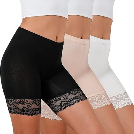 Tuopuda Shorty Cycliste Femme Panty Anti Frottement, Short sous Robe Jupe Caleçons Courts Dentelle Legging Courts Boxer Culottes