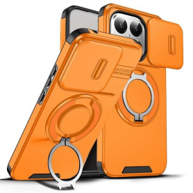 MODFYN Coque pour Xiaomi 15T Pro avec Cache Caméra, Militaire Antichoc Anti-Rayures Housse avec 360°Metal Anneau Béquille Etui H