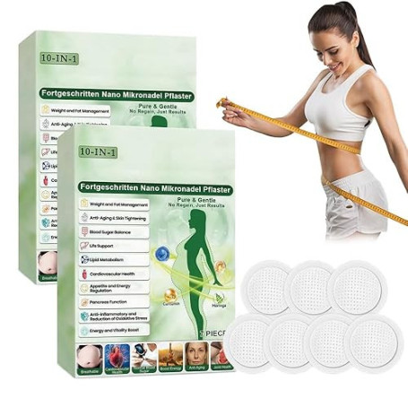 2 Boîtes Moringa Patchs Minceurs 10 en 1, Patch Nano Microneedle Minceur, Patch Minceur, Ingrédients Naturels, Patch Corporel Ul
