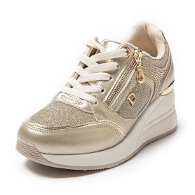 JOMIX Chaussures Femme avec Fermeture Éclair Basket Compensé Sneakers Décontracté Légère et Confortable