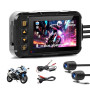 CAMECHO Moto Dashcam Écran 3 Pouces, IP67 étanche Double Caméra Grand Angle 120 Degrés 90 Degrés Caméra pour Moto avec HDR, Capt