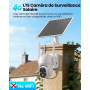 SEHMUA 4G LTE Caméra Solaire Extérieure avec Carte Sim, 2K HD IP Caméra de Surveillance sans Fil avec Panneau Solaire, Vision No