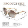 FEISEDY Lunette de Soleil Femme Polarisées Protection UV400 Surdimensionnées Lunettes Classique Grand Cadre Lunettes de Soleil F