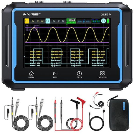 FNIRSI 2C53P Oscilloscope Multimètre Portatif Avec Générateur Signaux DDS 3 en 1, Oscilloscope Automobile 2CH Avec Bande Passant